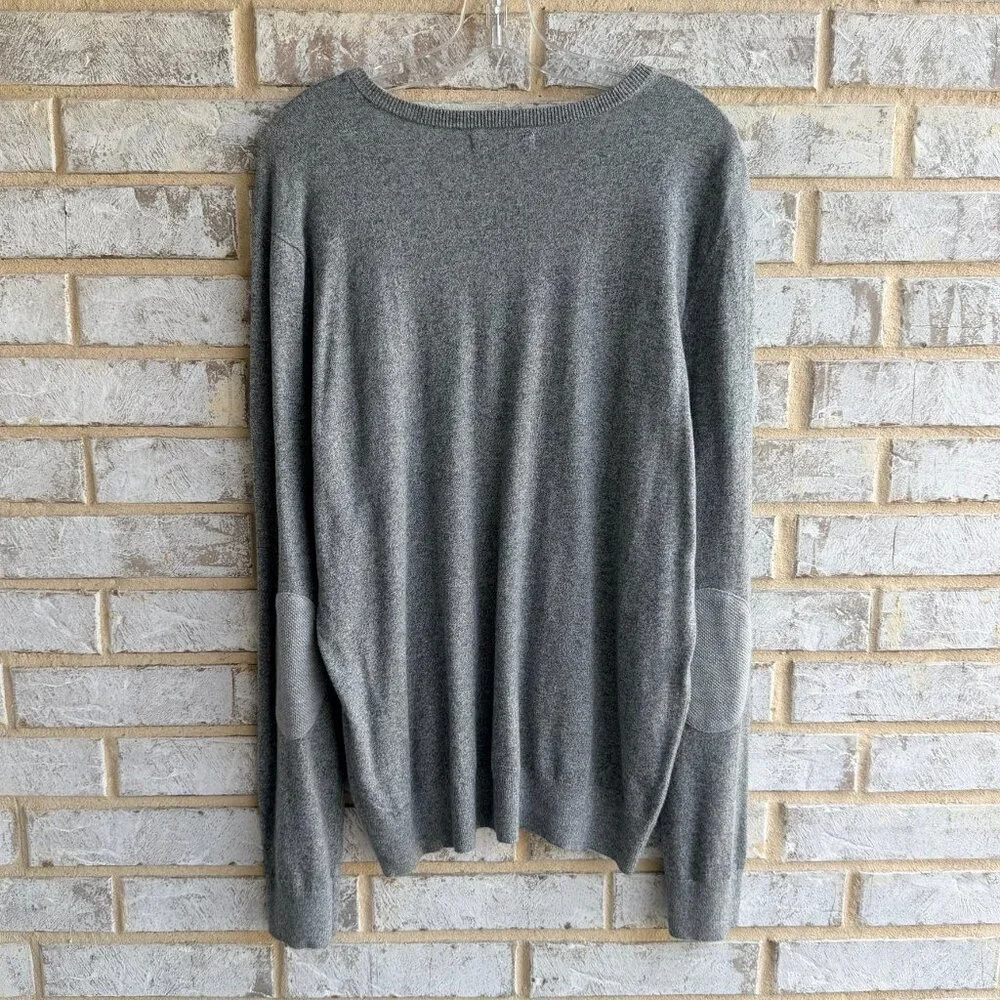 Banana Republic Long Sleeve V-Neck Gray Cotton Blend Sweater Men's Size L